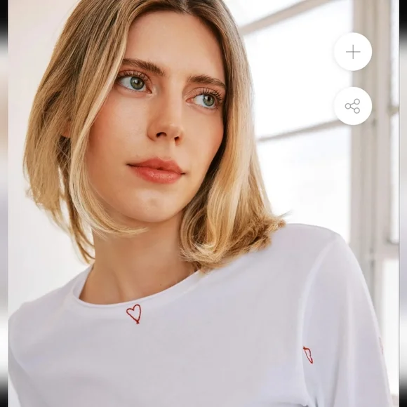 Catherine gee Embroidered Heart Long Sleeve Tee Size L - Picture 2 of 9